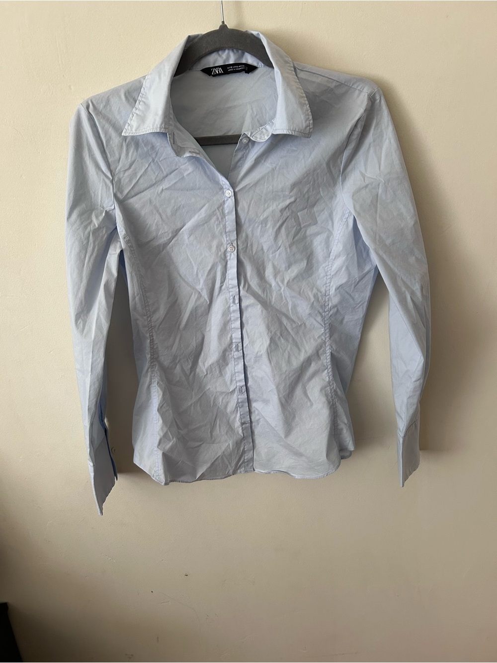 MNG Light Blue Long-Sleeve Button-Up Shirt